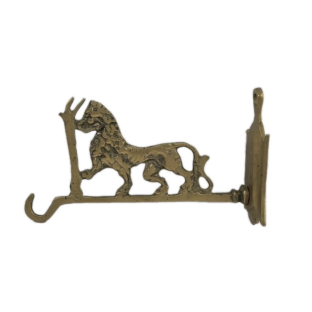 Vintage Solid Brass Majestic Lion Wall Hanging Hook Mild Patina 8x4.5x2.5"